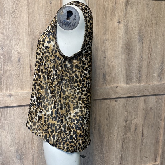 Sleeveless Beaded trim little baddie tank 🔥 slightly sheer Big Cat allover body - Picture 6 of 13